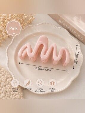 Pastel Pink Wave Hair Claw Clip Clean Girl Minimalistic Scandinavian Vibes New